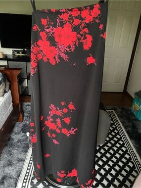 Black Maxi dress with Red Floral Print